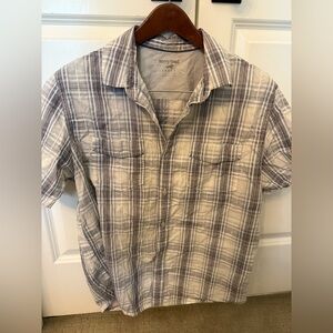 Horny Toad Men's Casual Plaid Shirt - Cream and Brown